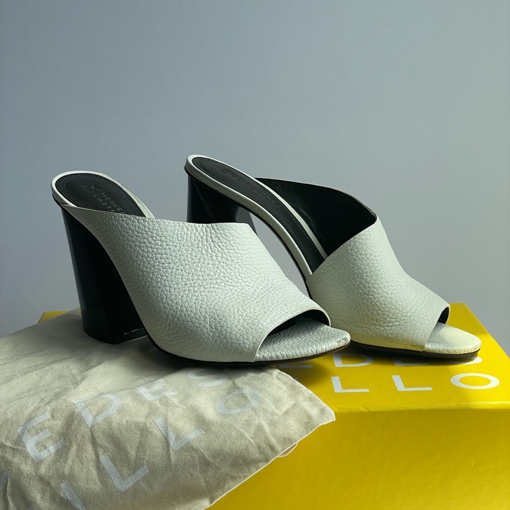 Architectural Mercedes Castillo Leather/Wood Mules